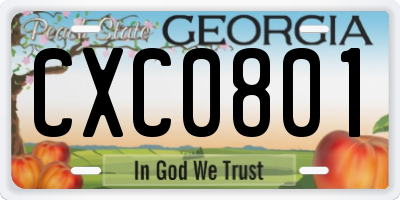 GA license plate CXC0801