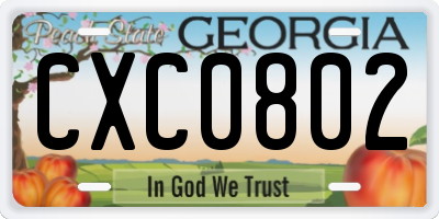 GA license plate CXC0802