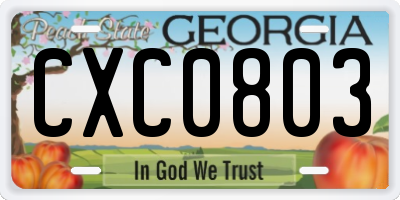 GA license plate CXC0803