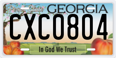 GA license plate CXC0804