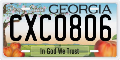 GA license plate CXC0806