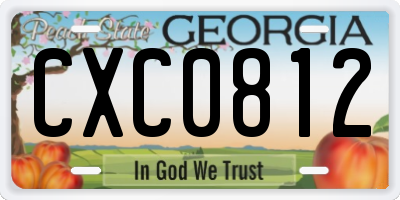 GA license plate CXC0812