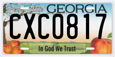 GA license plate CXC0817