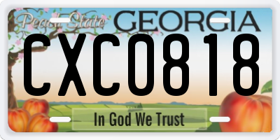 GA license plate CXC0818