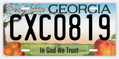 GA license plate CXC0819