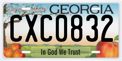 GA license plate CXC0832