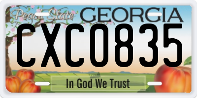 GA license plate CXC0835