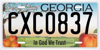 GA license plate CXC0837