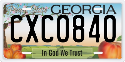 GA license plate CXC0840