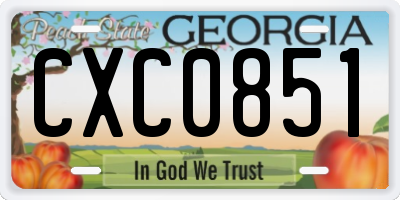 GA license plate CXC0851