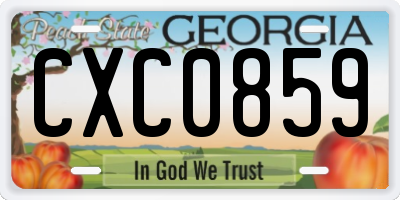 GA license plate CXC0859