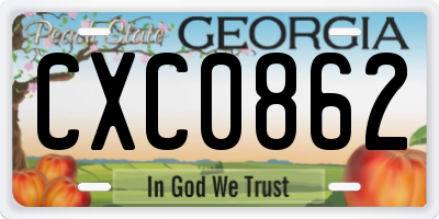 GA license plate CXC0862