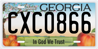 GA license plate CXC0866