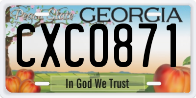 GA license plate CXC0871