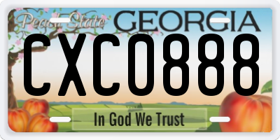 GA license plate CXC0888
