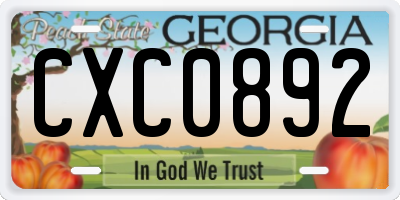 GA license plate CXC0892