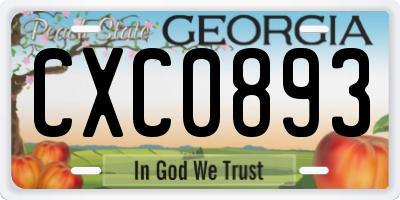 GA license plate CXC0893