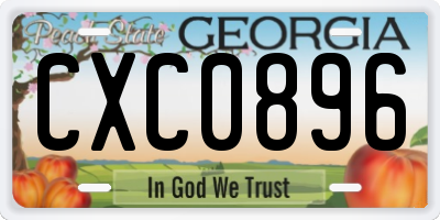 GA license plate CXC0896