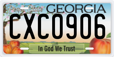 GA license plate CXC0906
