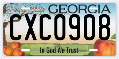 GA license plate CXC0908
