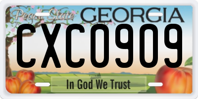 GA license plate CXC0909