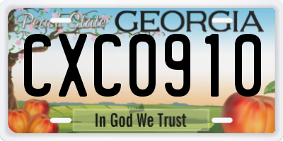 GA license plate CXC0910