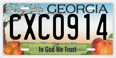 GA license plate CXC0914