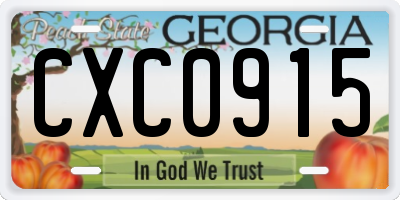 GA license plate CXC0915