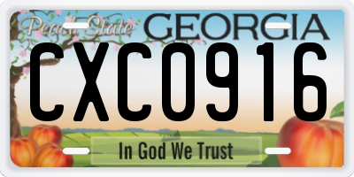 GA license plate CXC0916