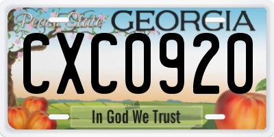 GA license plate CXC0920