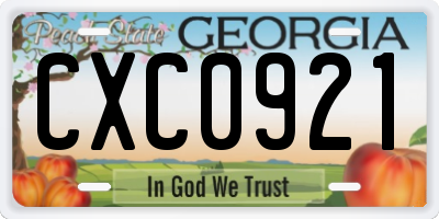 GA license plate CXC0921