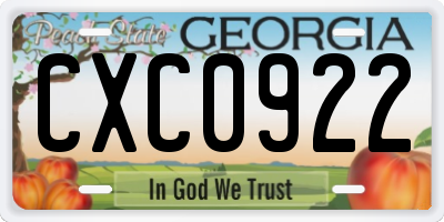 GA license plate CXC0922