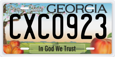 GA license plate CXC0923