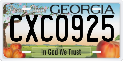 GA license plate CXC0925