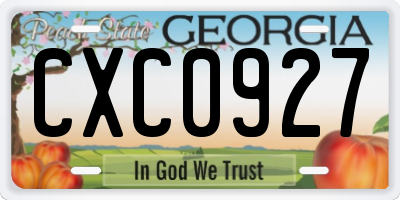 GA license plate CXC0927