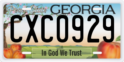 GA license plate CXC0929