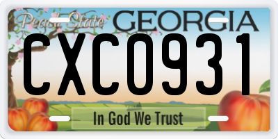 GA license plate CXC0931