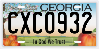 GA license plate CXC0932