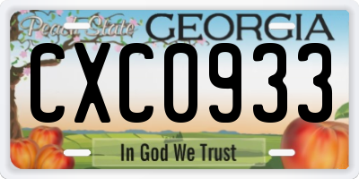 GA license plate CXC0933