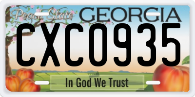 GA license plate CXC0935