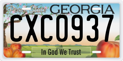 GA license plate CXC0937