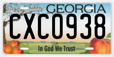 GA license plate CXC0938