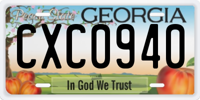 GA license plate CXC0940