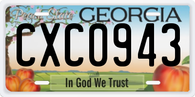 GA license plate CXC0943