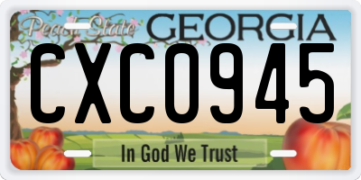 GA license plate CXC0945