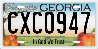 GA license plate CXC0947