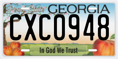 GA license plate CXC0948