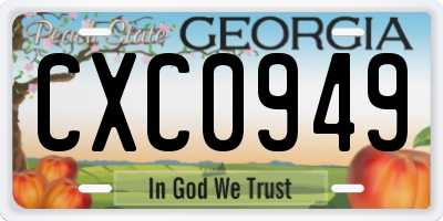 GA license plate CXC0949
