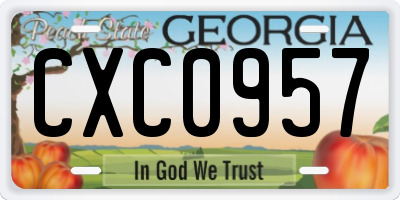 GA license plate CXC0957