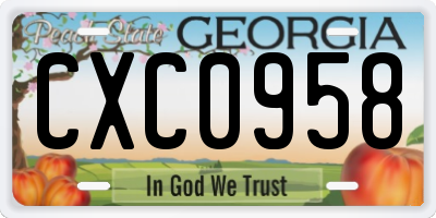 GA license plate CXC0958